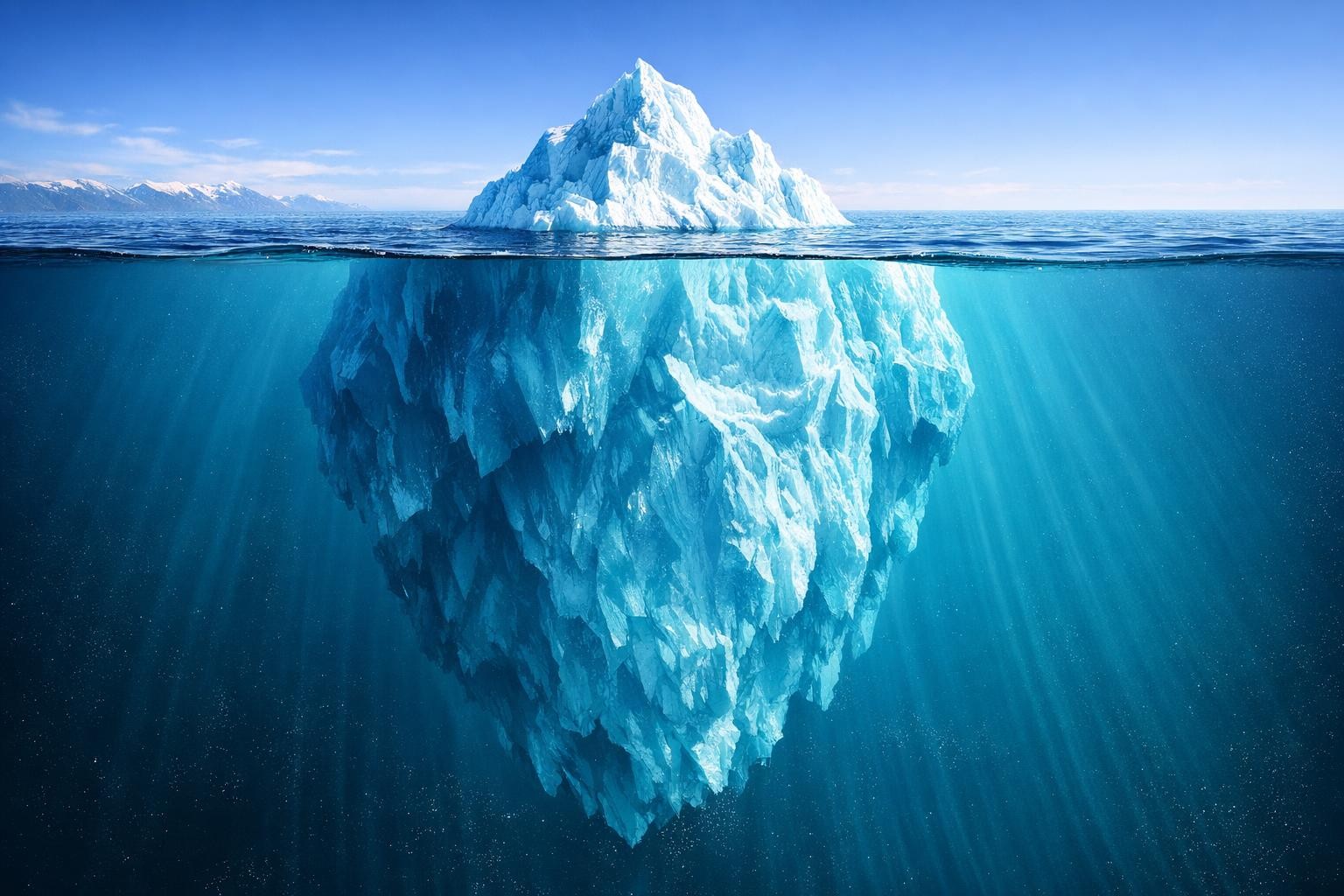 Iceberg: the visible 30 percent above water, the hidden 70 percent below